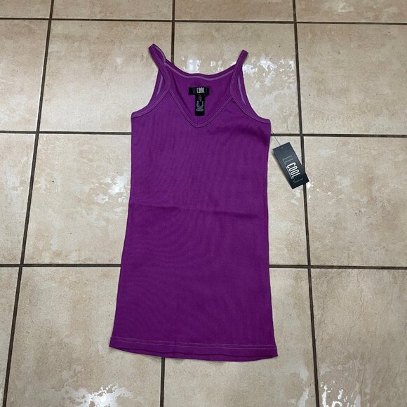 LL Cool J V-Neck Ribbed Purple Tank Juniors L - Picture 1 of 3